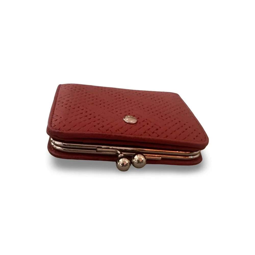 Mila Schön Italy Mauve Pink Textured Leather Bifold Clasp Wallet Soft